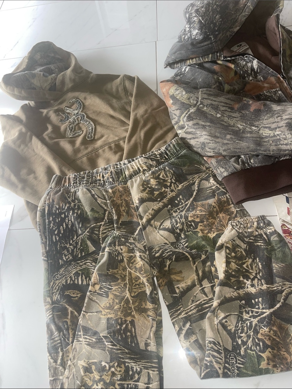 Camo Jacket Hoodie and Pants Set - Brown Green Camo